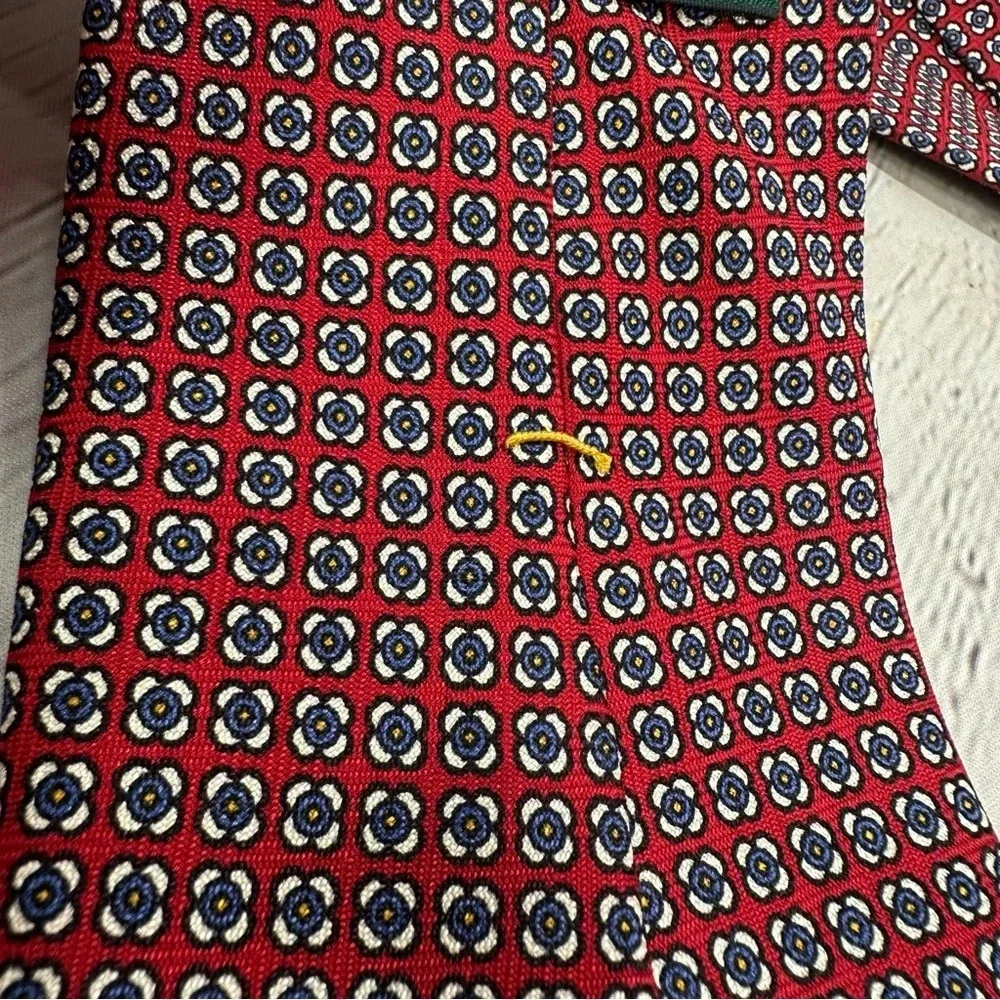 lauren ralph lauren hand finished silk tie red navy preppy business